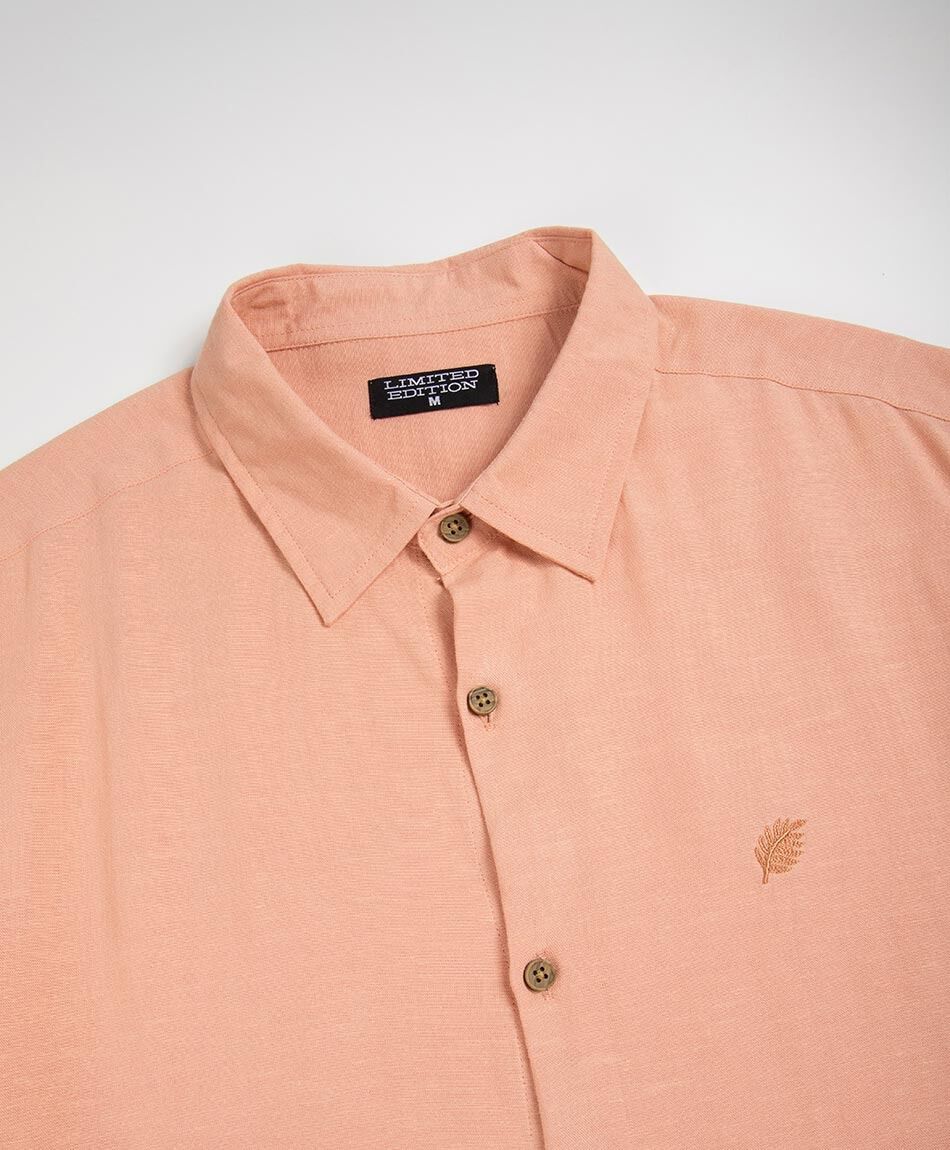 Camisa hombre lino bordado
