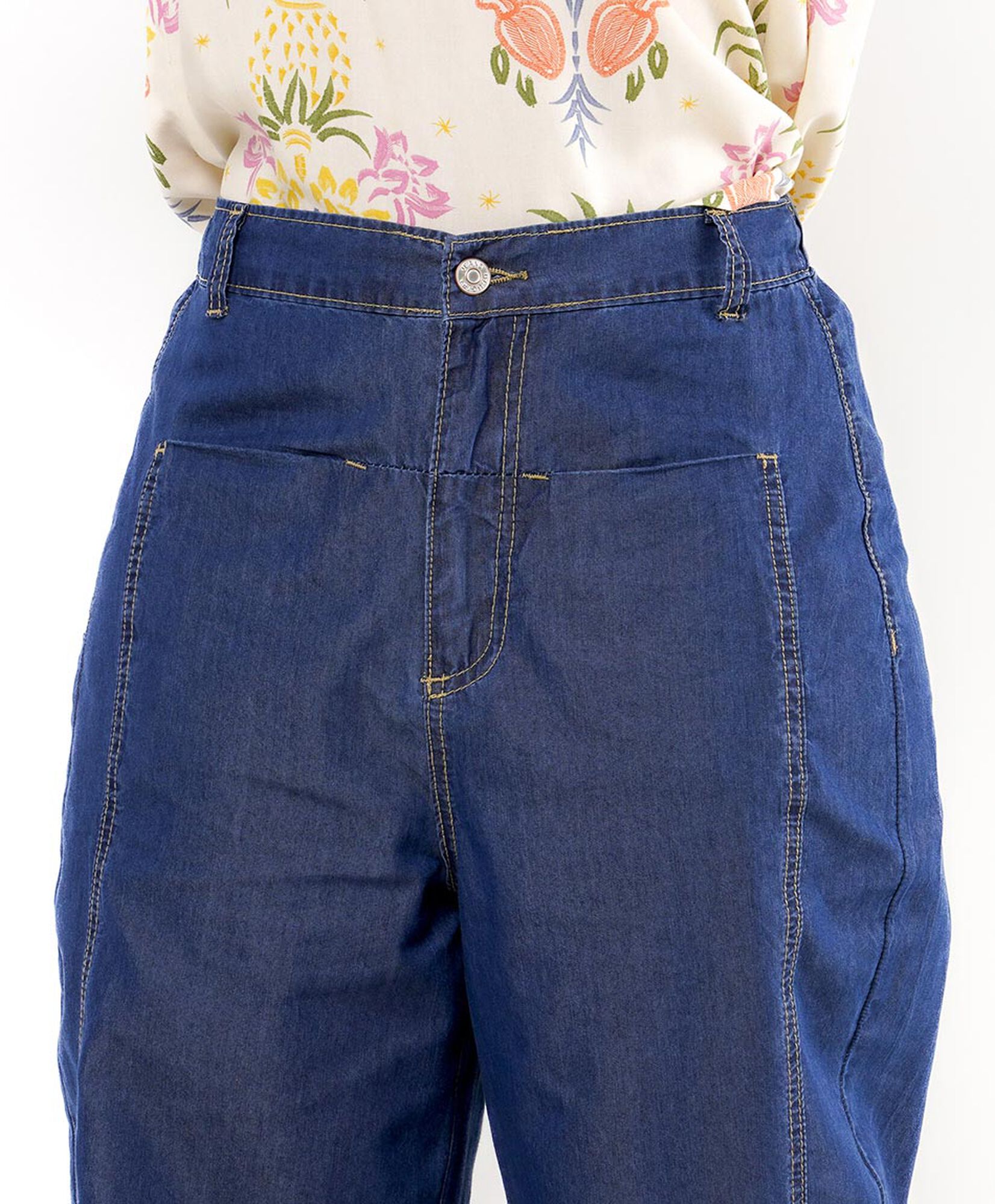 Pantalón mujer tencel costuras Pantalón mujer tencel costuras