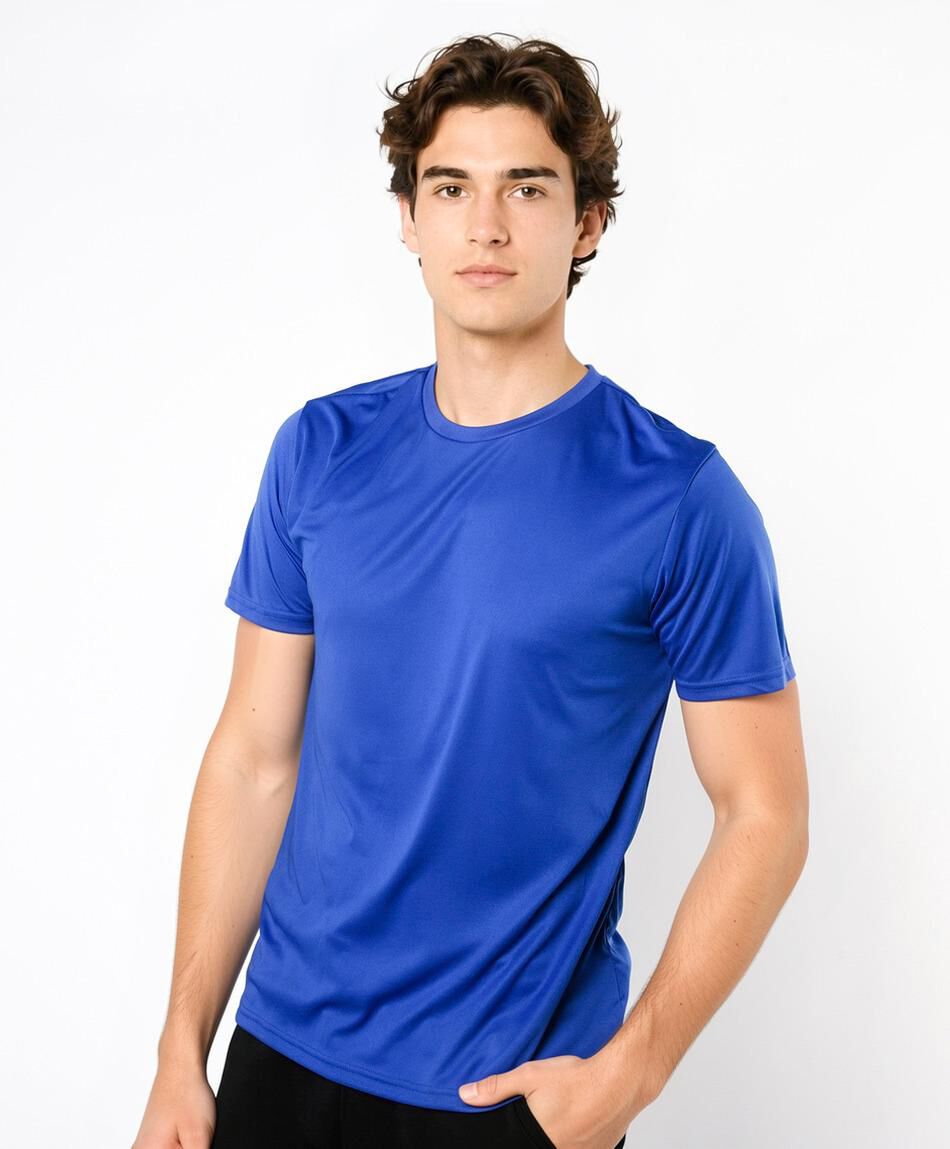 Polera deportiva hombre lisa azul