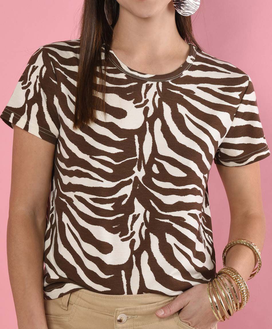 Polera manga corta cuello redondo