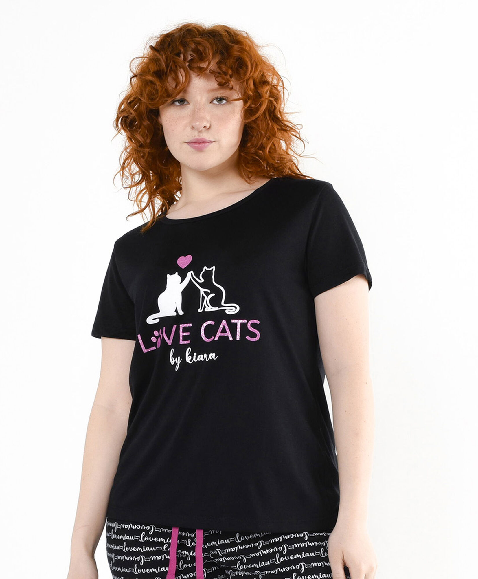 Pijama mujer gatos frases capri Pijama mujer gatos frases capri