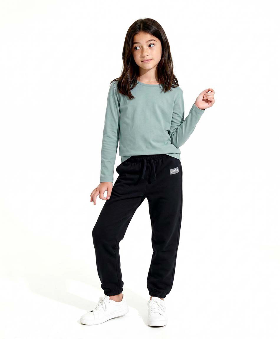 Pantal&oacute;n buzo ni&ntilde;a b&aacute;sico negro
