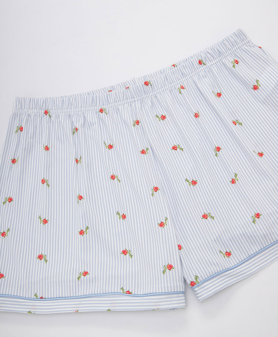Pijama mujer camisero l&iacute;neas florcitas