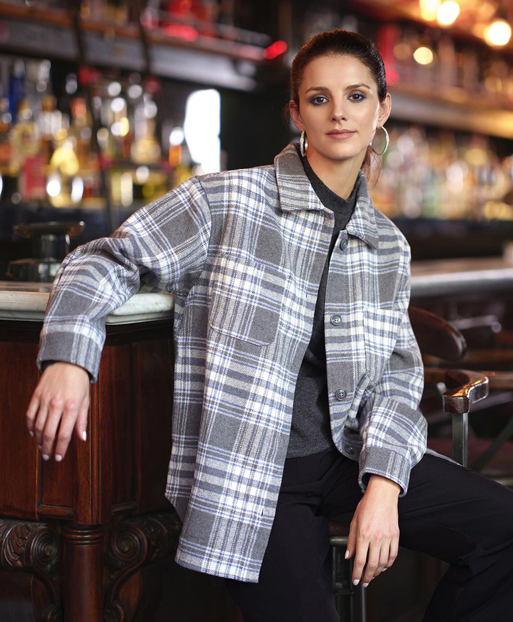 Chaqueta mujer leñadora larga bolsillos Chaqueta mujer leñadora larga bolsillos