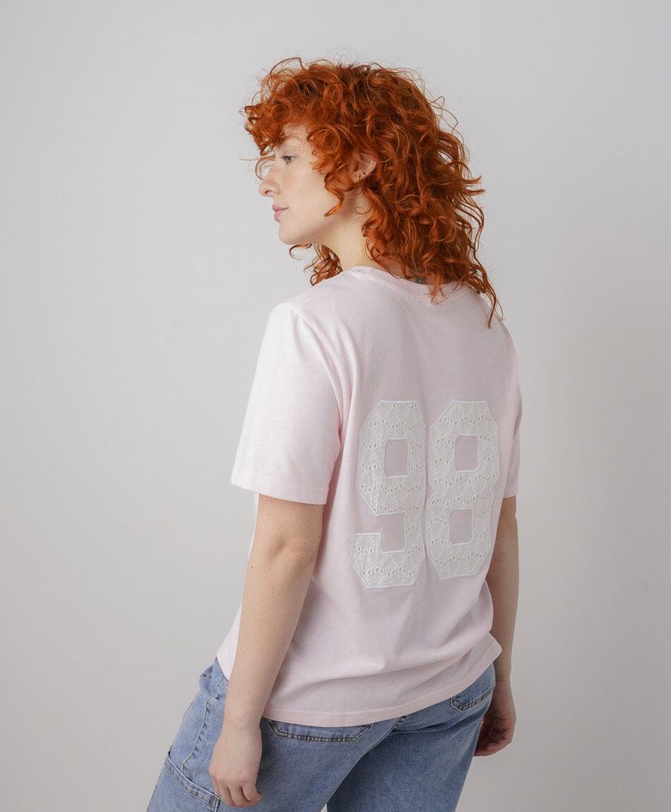 Polera mujer pink broderie