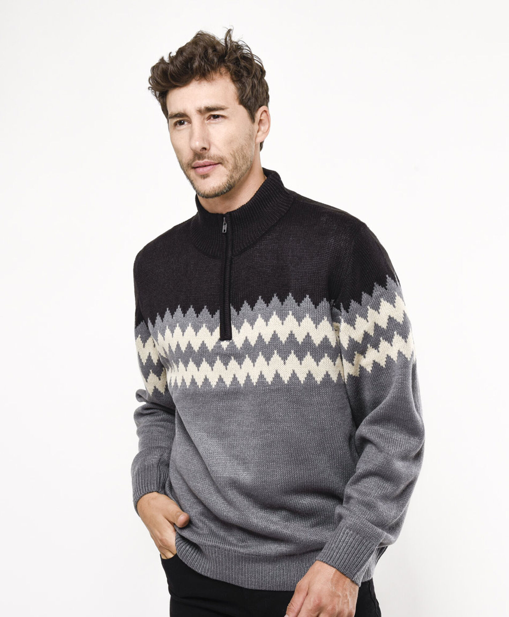 Sweater hombre bicolor zigzag Sweater hombre bicolor zigzag
