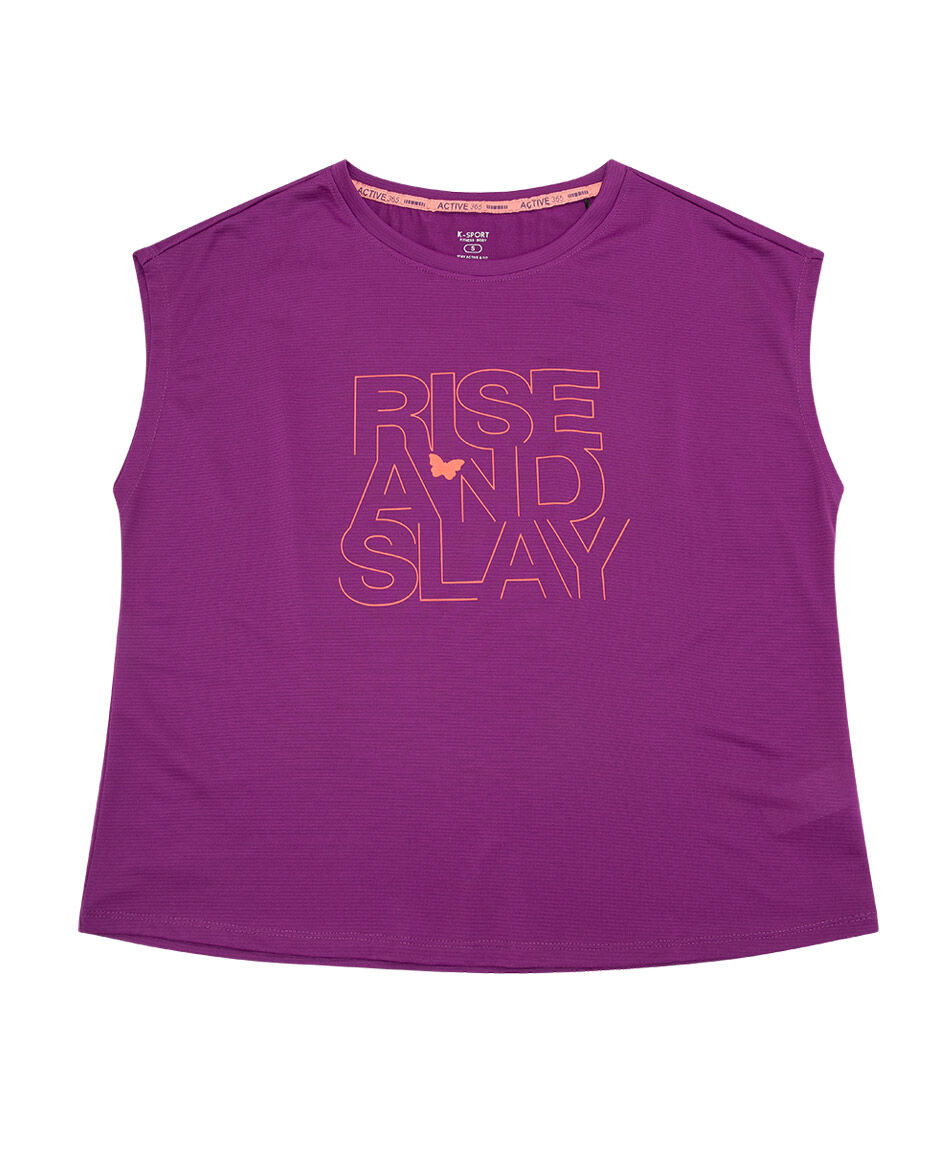 Polera deportiva mujer sin mangas lila