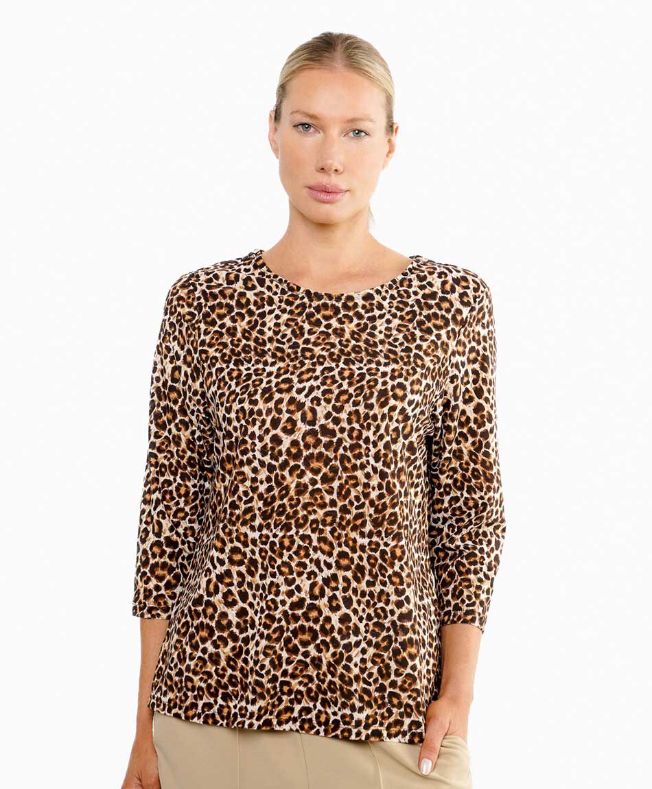 Polera mujer animal print brown
