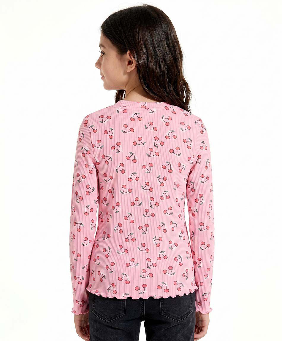 Polera ni&ntilde;a manga larga cerezas