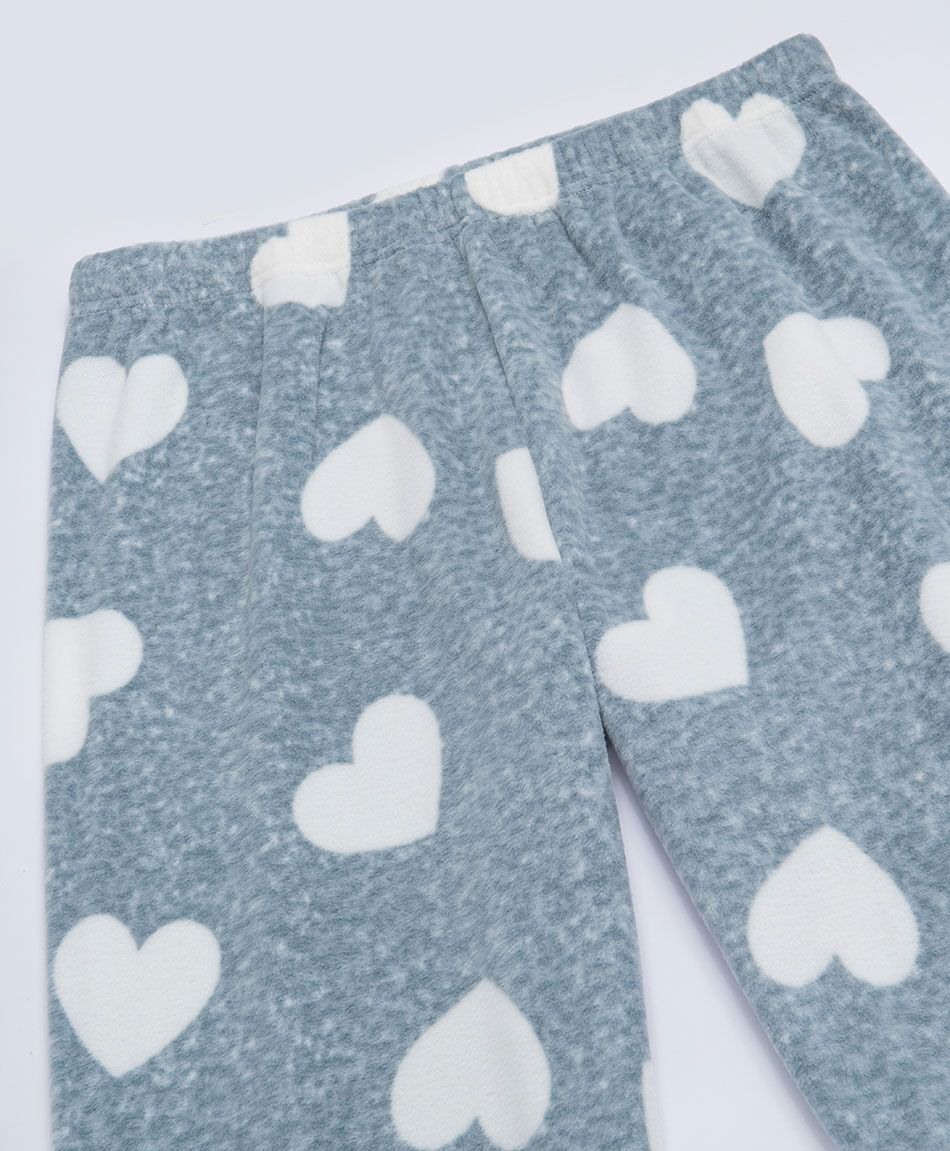 Pijama mujer polar corazones white