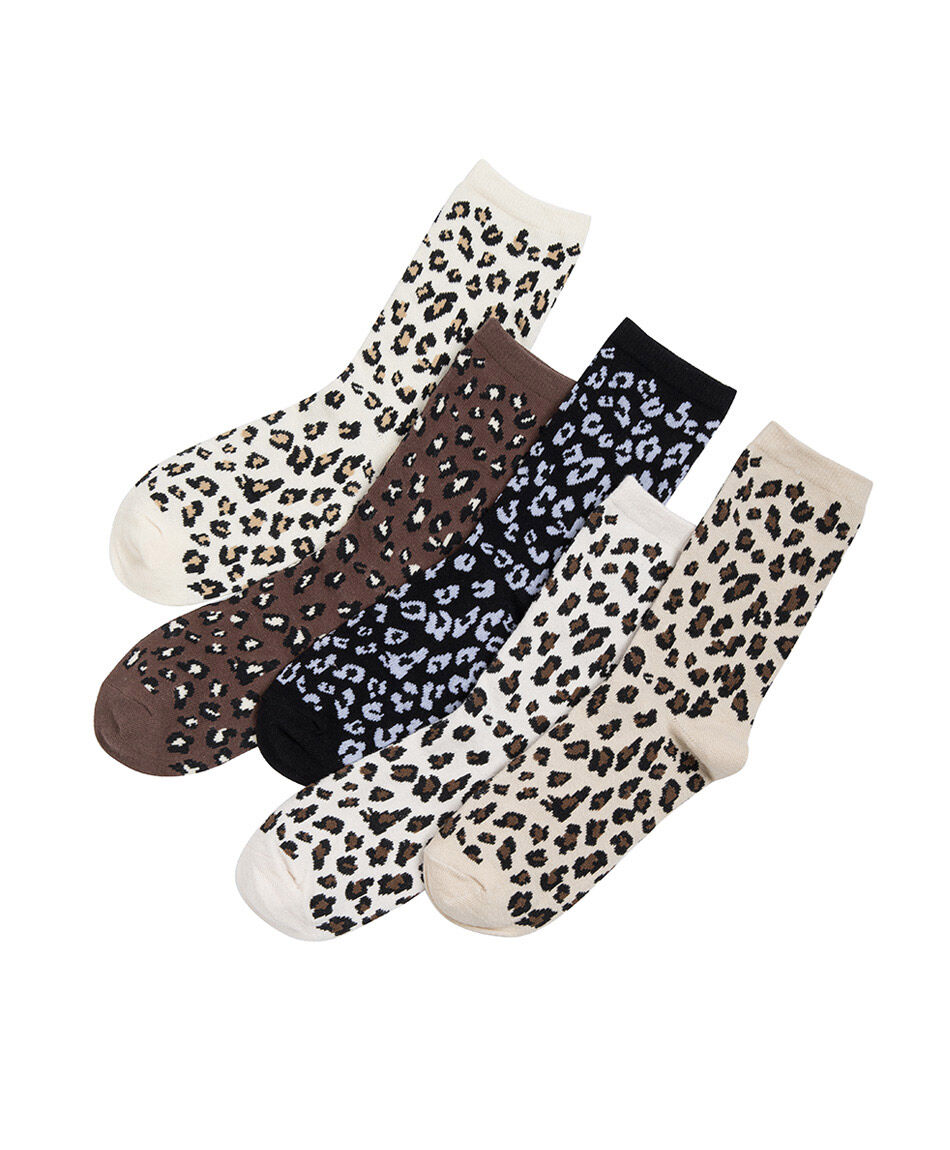 Pack 5 calcetines mujer animal print