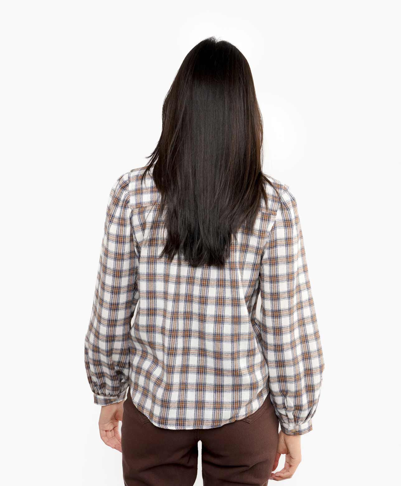 Blusa mujer escocesa vaquera brown