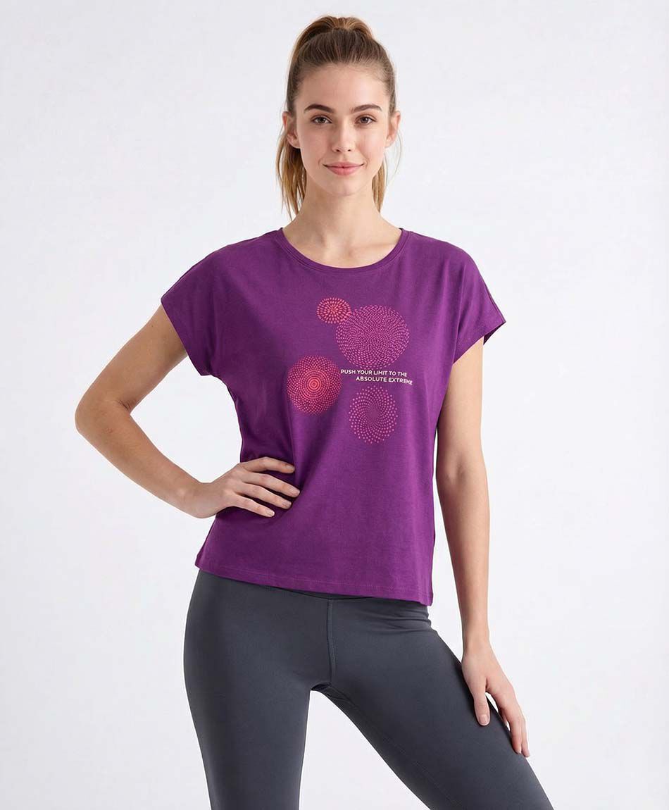 Polera deportiva mujer sentidos purpura