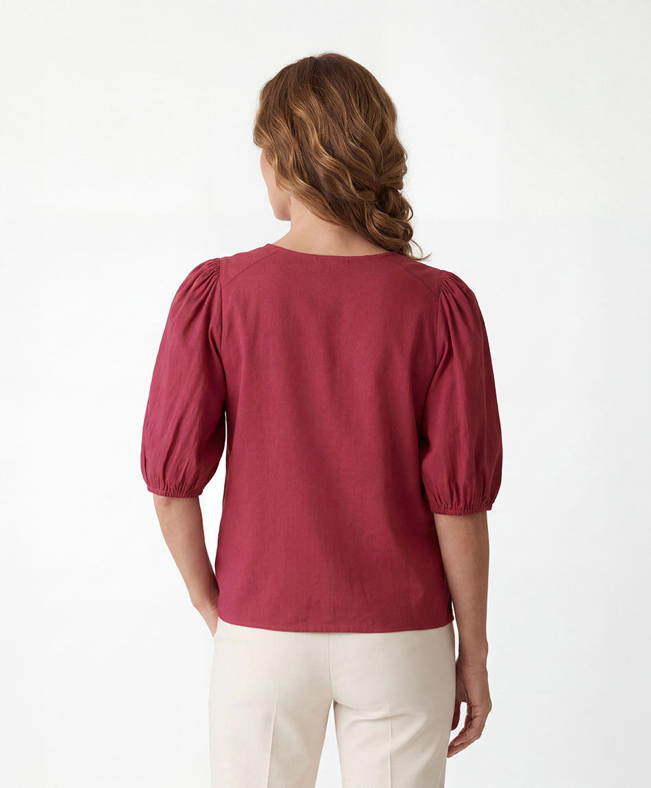 Blusa mujer botones manga globo