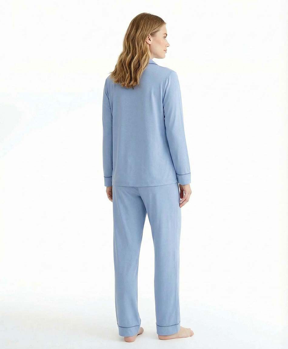 Pijama mujer camisero cian