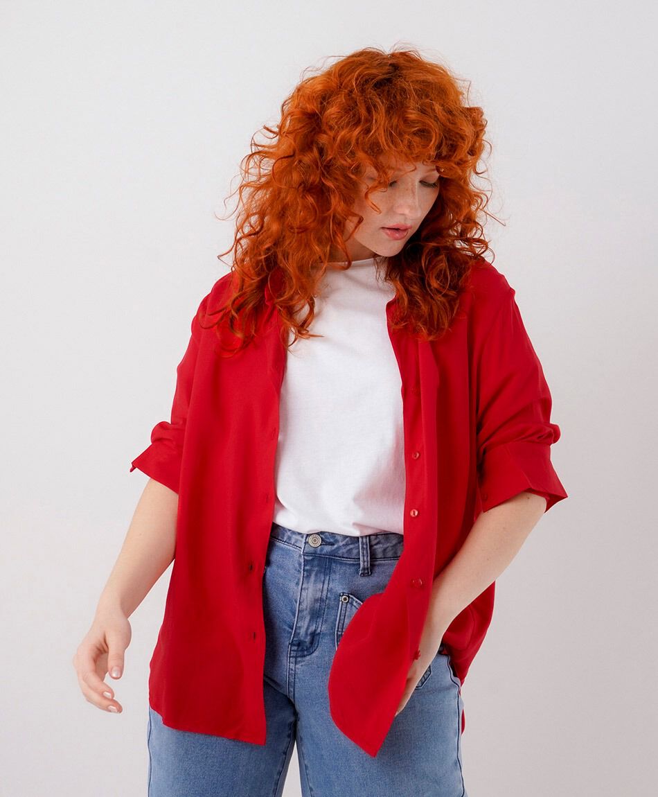 Blusa mujer camisera roja