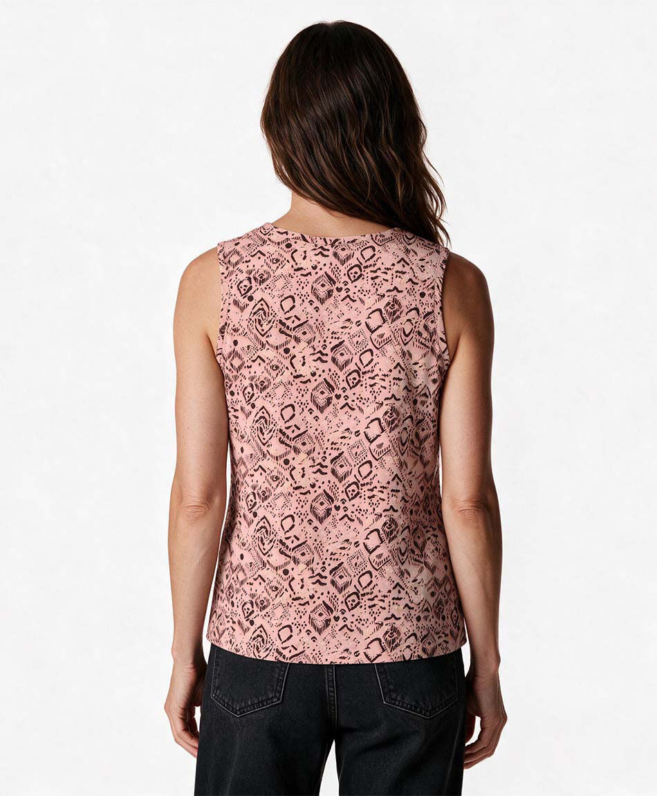 Polera mujer estampada sin mangas