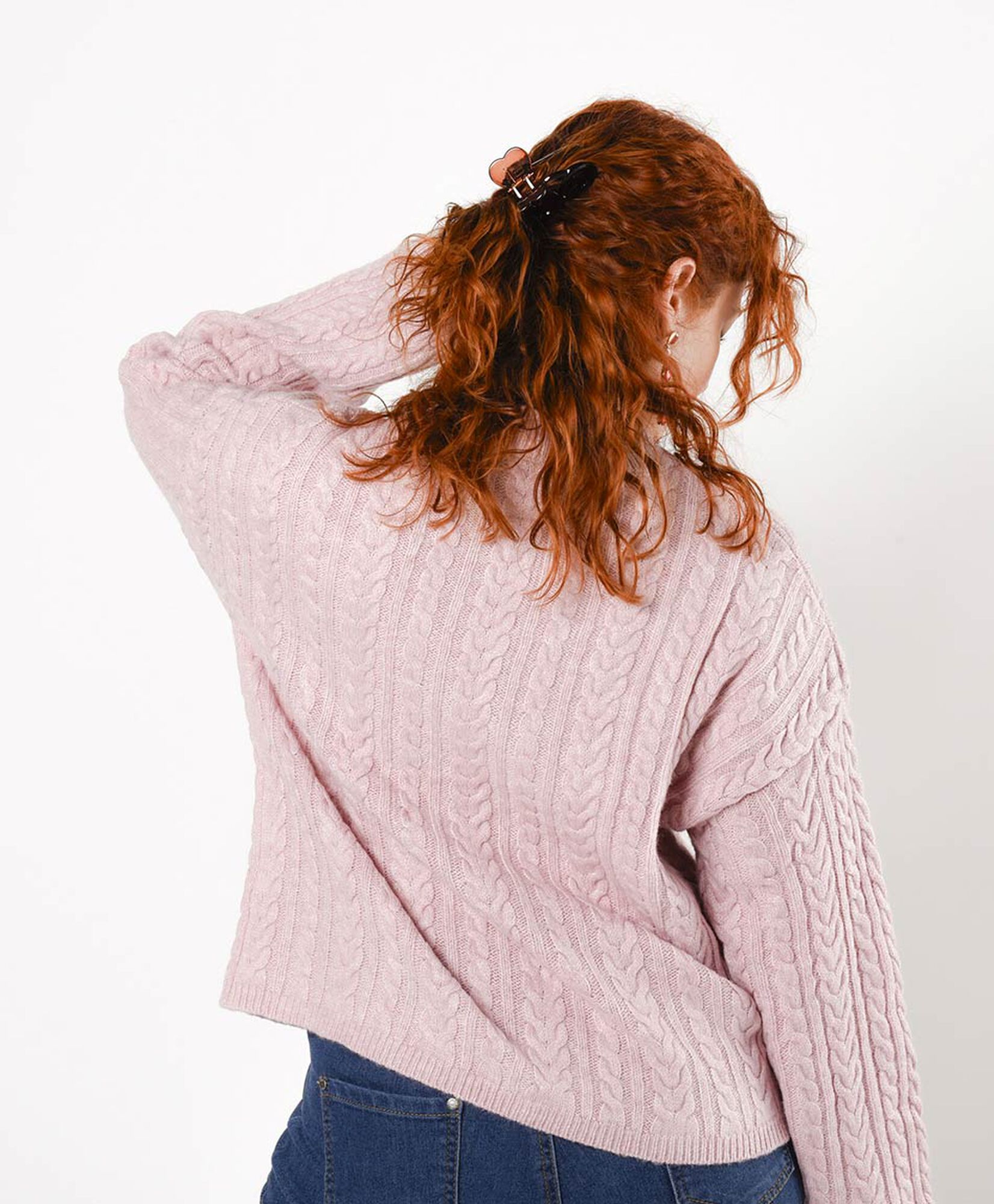 Sweater mujer trenzado rosado Sweater mujer trenzado rosado