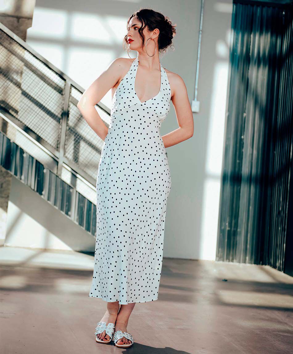 Vestido mujer puntos halter