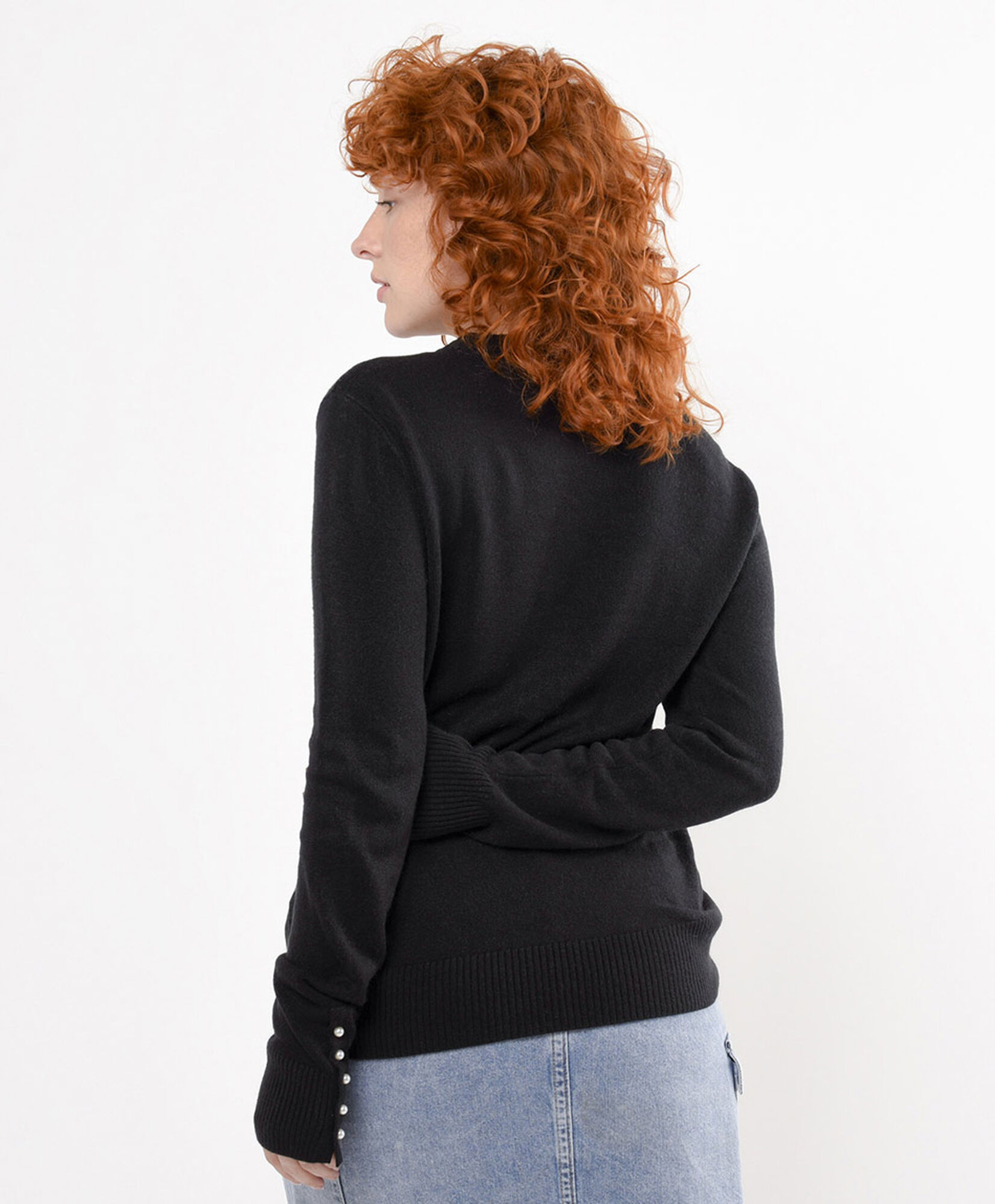 Sweater mujer botones manga negro Sweater mujer botones manga negro