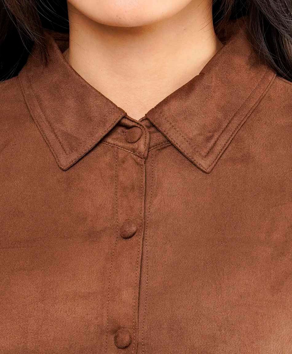 Blusa mujer suede caf&eacute;
