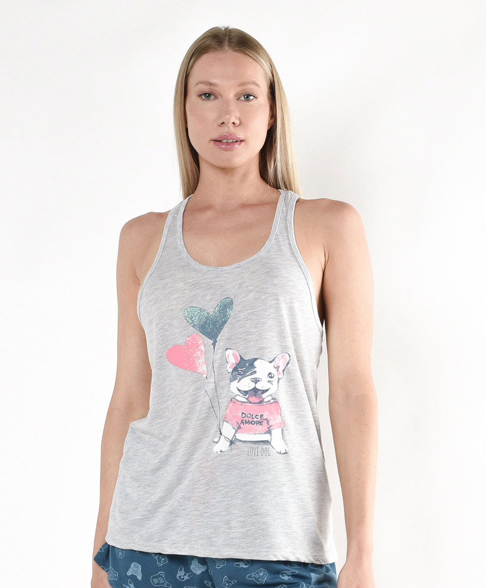 Pijama mujer perro corazones short Pijama mujer perro corazones short