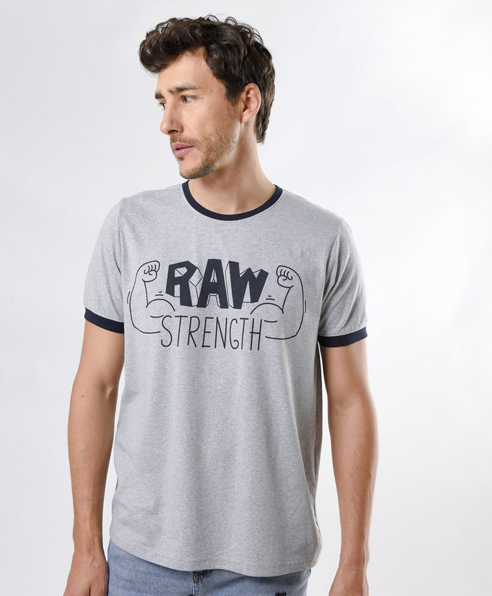 Polera hombre jaspeada raw Polera hombre jaspeada raw