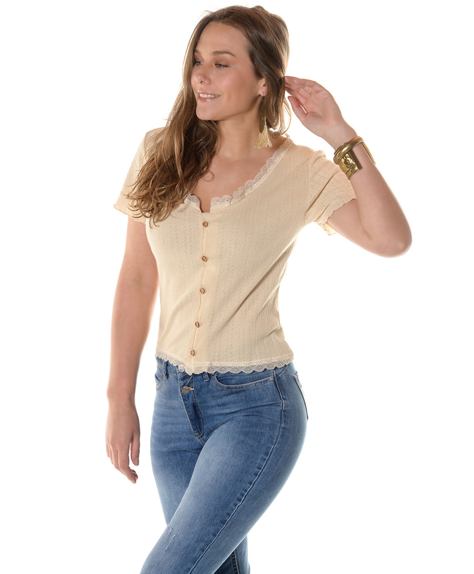 Polera jacquard encaje Polera jacquard encaje
