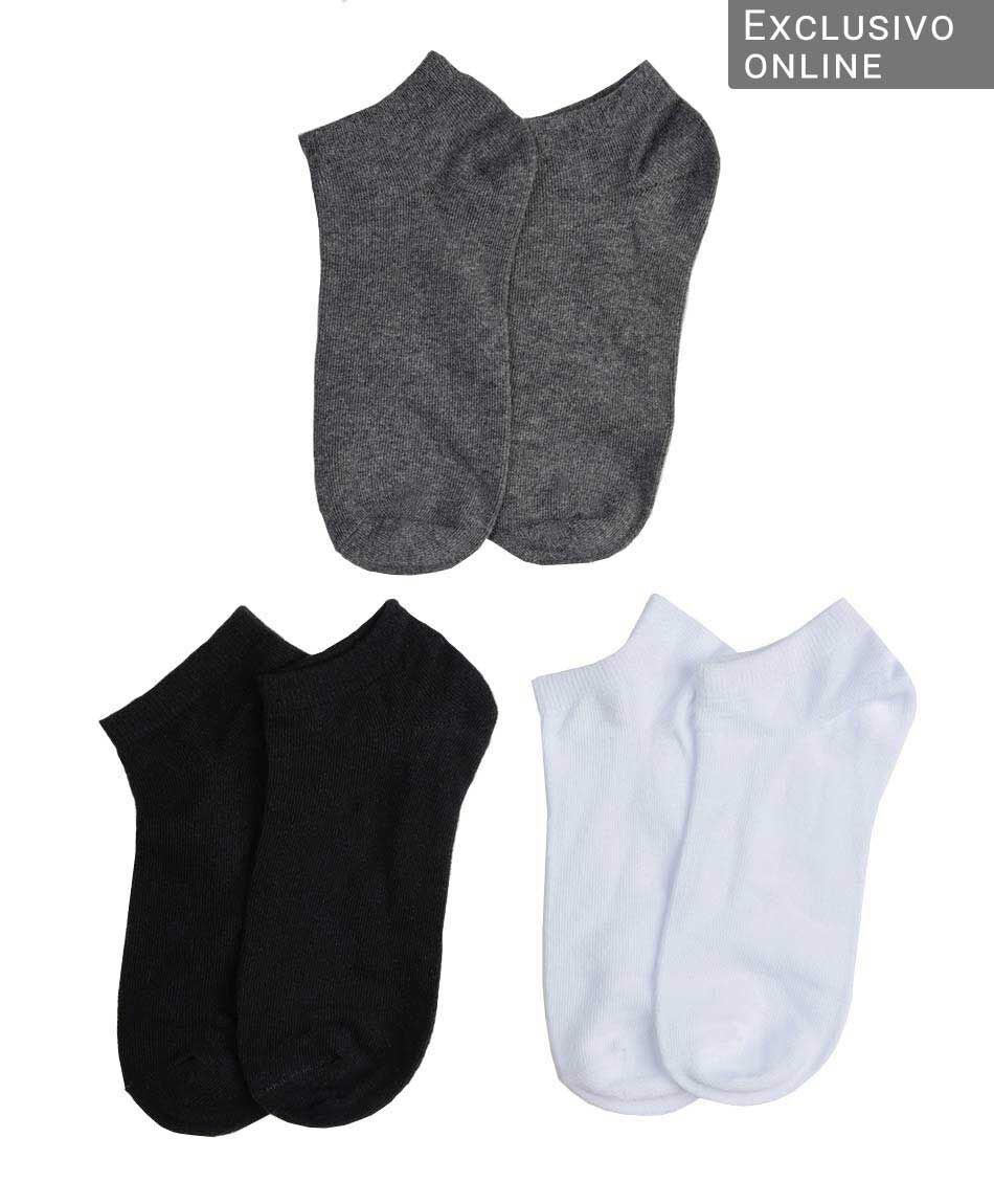 Pack 3 calcetines cortos mujer lisos