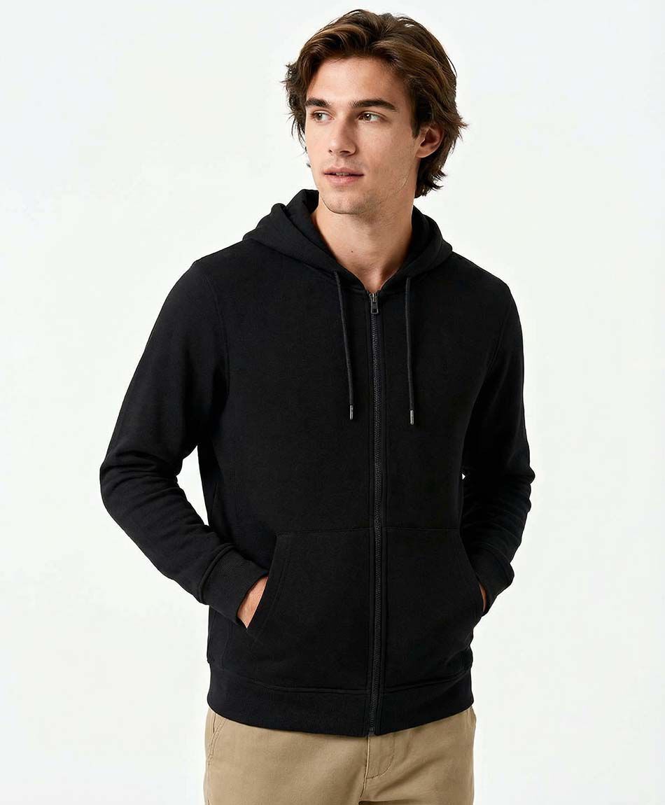 Poler&oacute;n hombre urbano con cierre burdeo