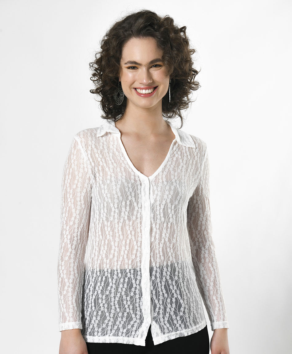 Blusa mujer translúcida encaje