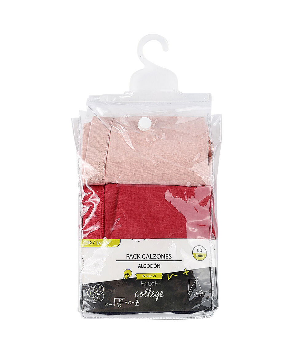 Pack 3 calzones escolar algod&oacute;n colores