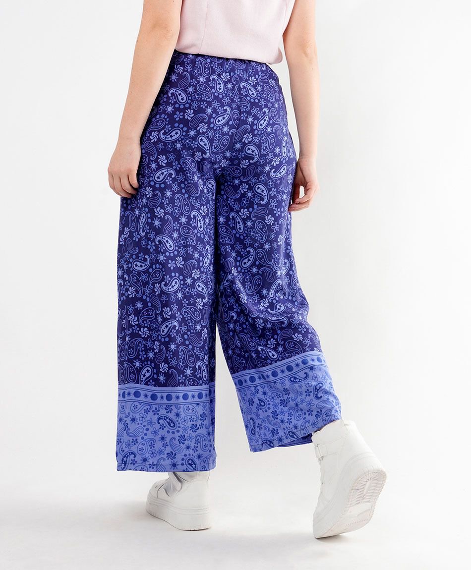 Pantal&oacute;n mujer print azul wide