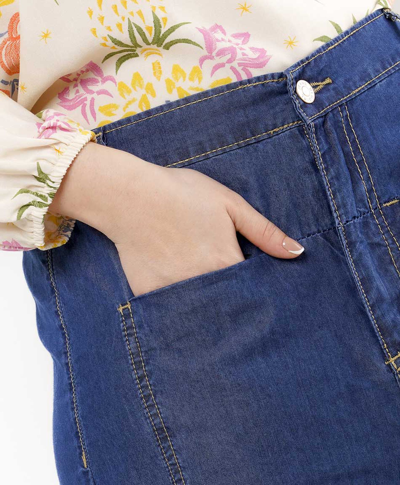 Pantalón mujer tencel costuras Pantalón mujer tencel costuras