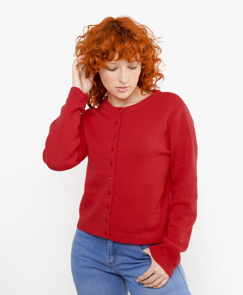 Cardigan mujer botones rojo