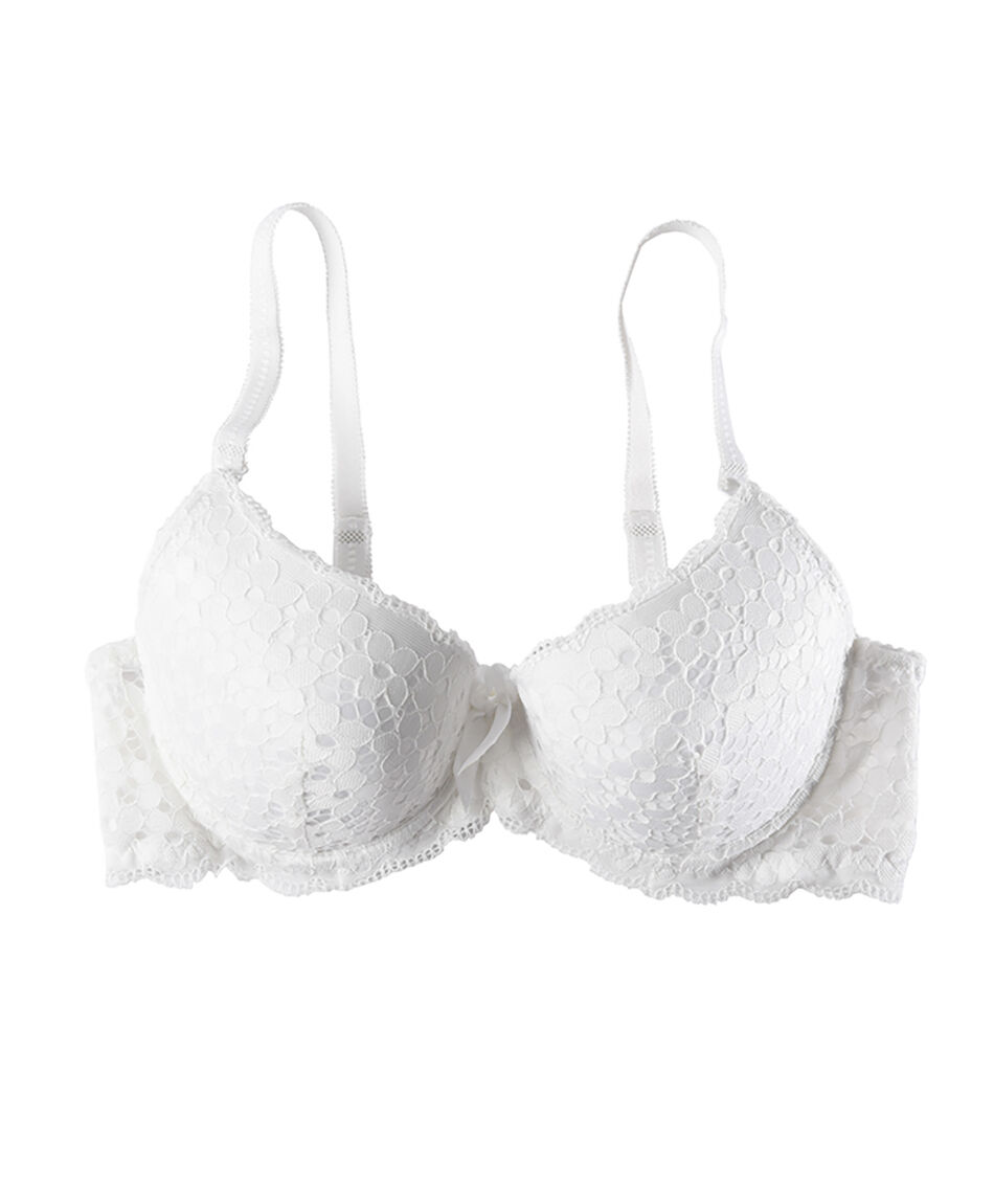 Sost&eacute;n mujer florcitas push up escote coraz&oacute;n