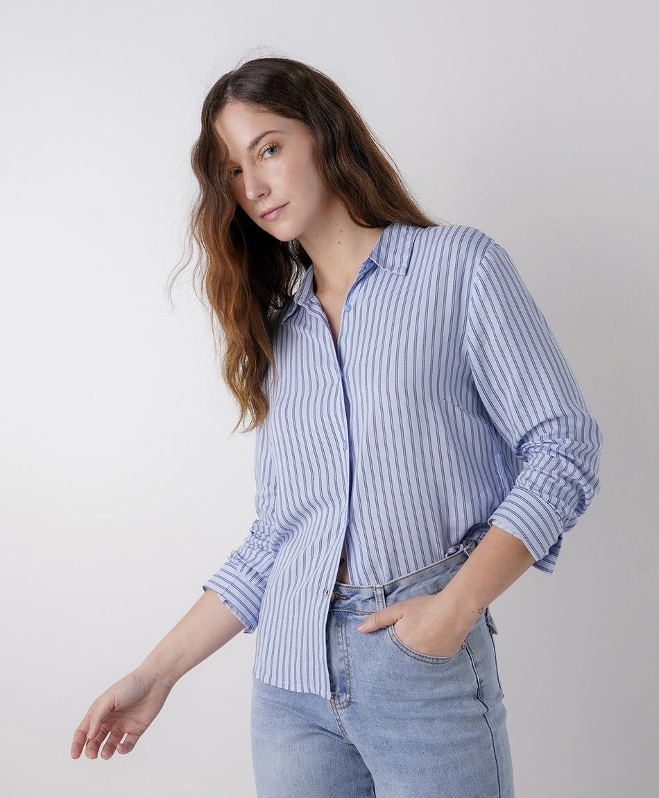 Blusa mujer l&iacute;neas lazos laterales
