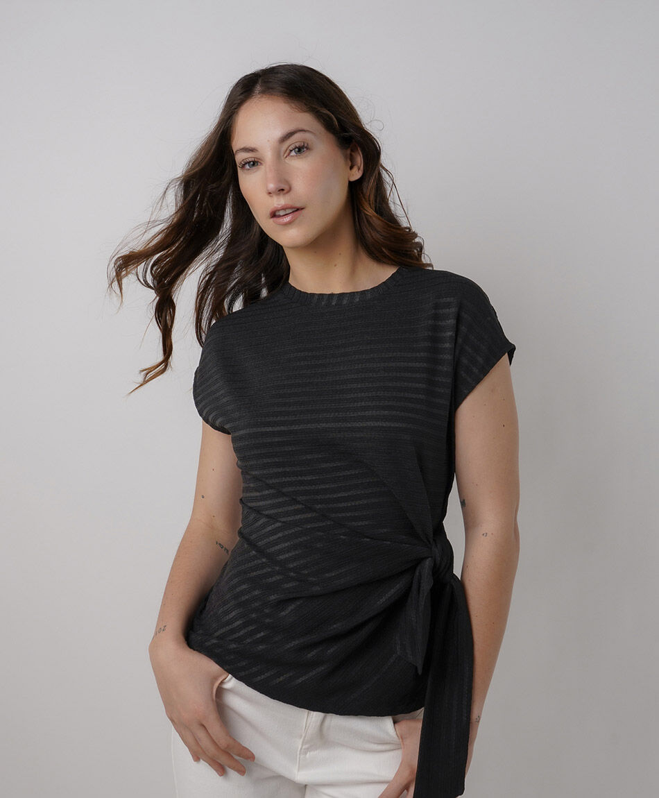 Polera mujer jacquard nudo