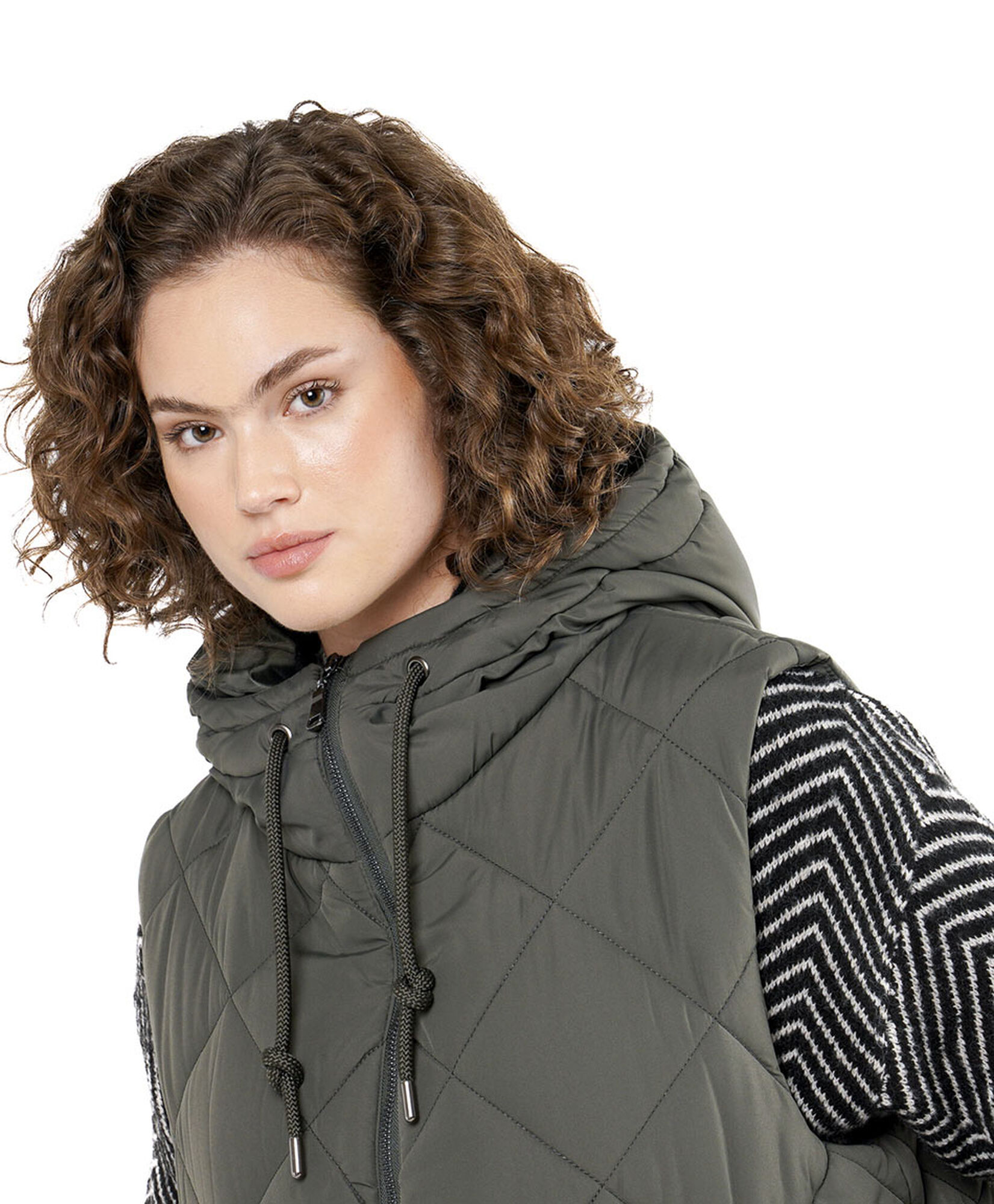 Parka mujer rombos larga sin mangas Parka mujer rombos larga sin mangas