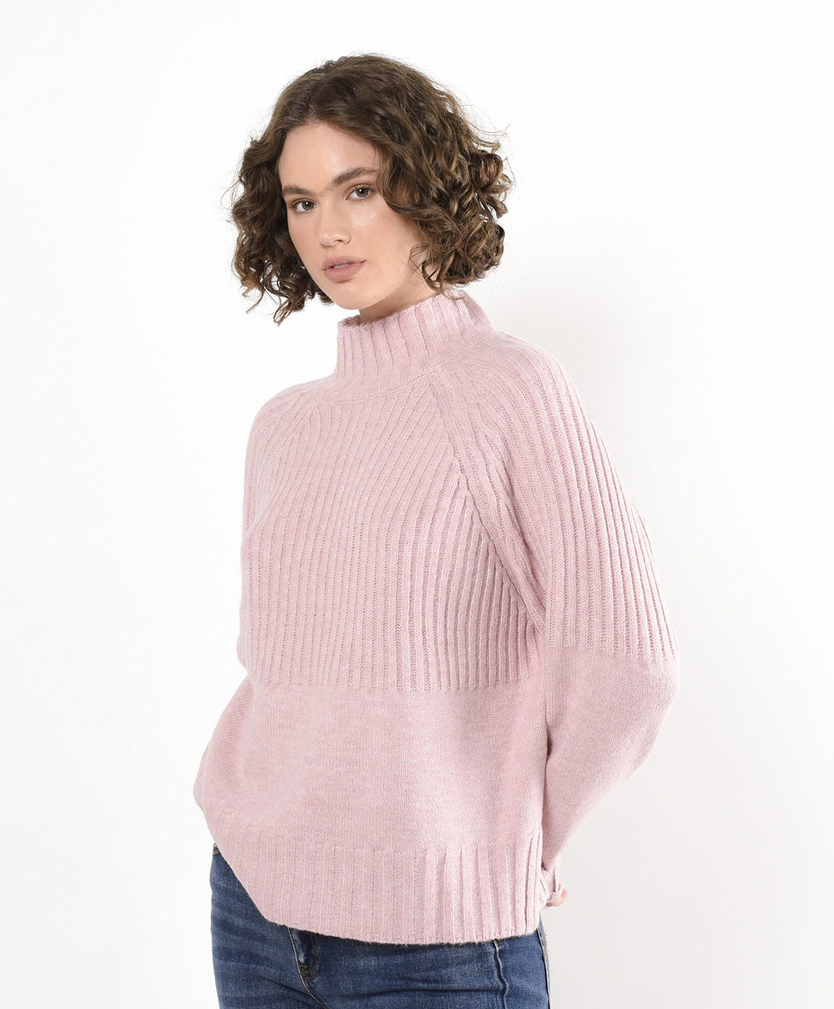 Sweater mujer canalé rosado Sweater mujer canalé rosado