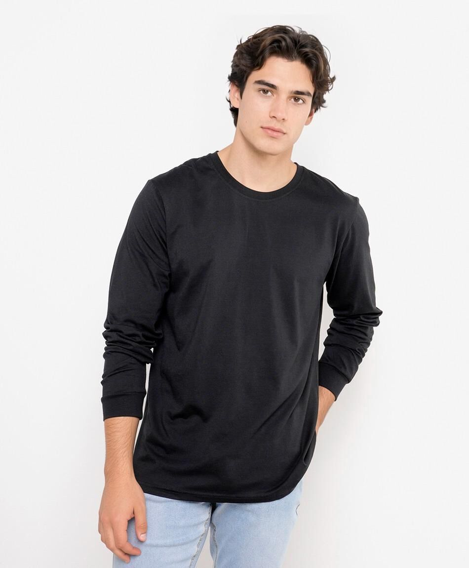 Polera hombre lisa manga larga