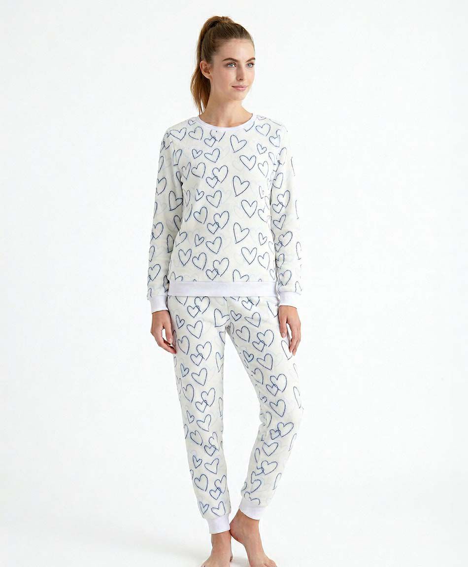 Pijama mujer coral corazones