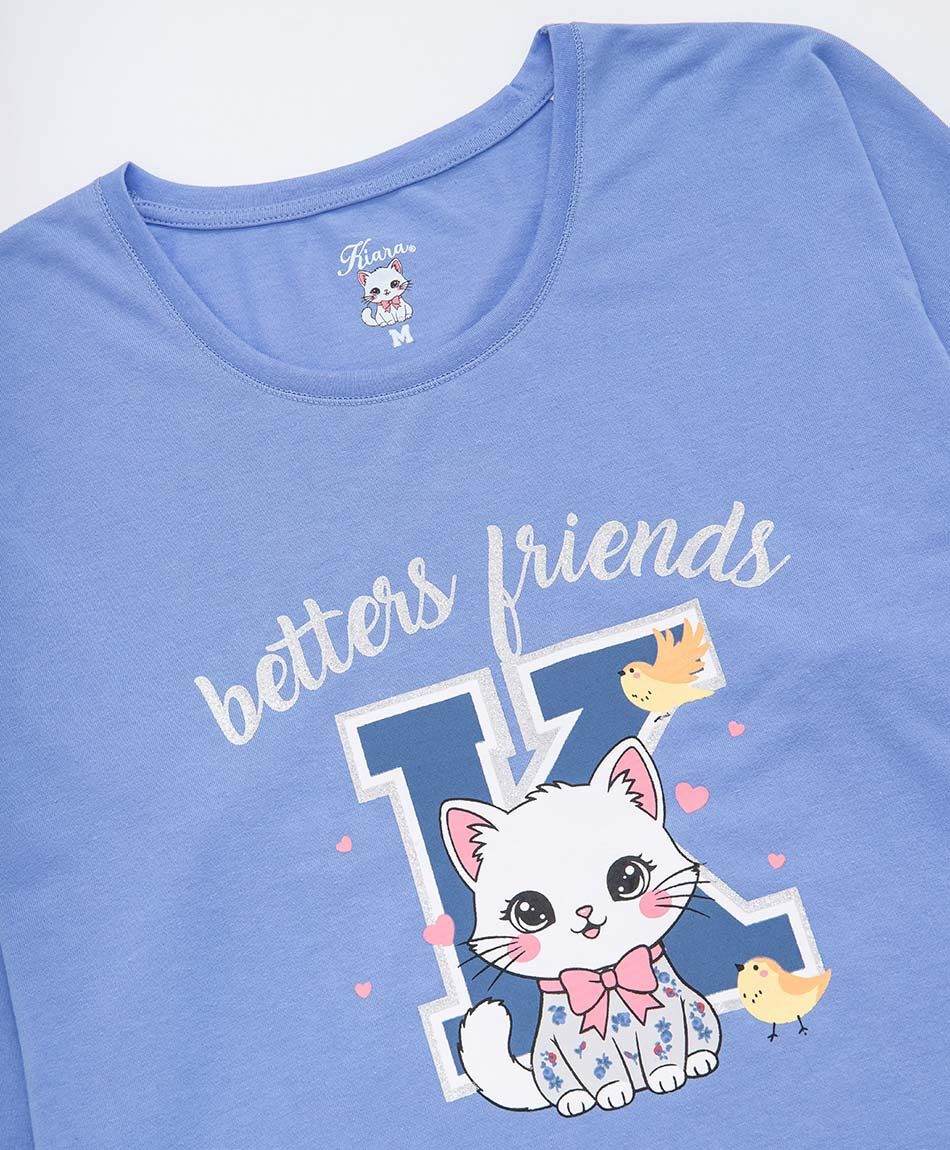 Pijama mujer jersey gatito lazo