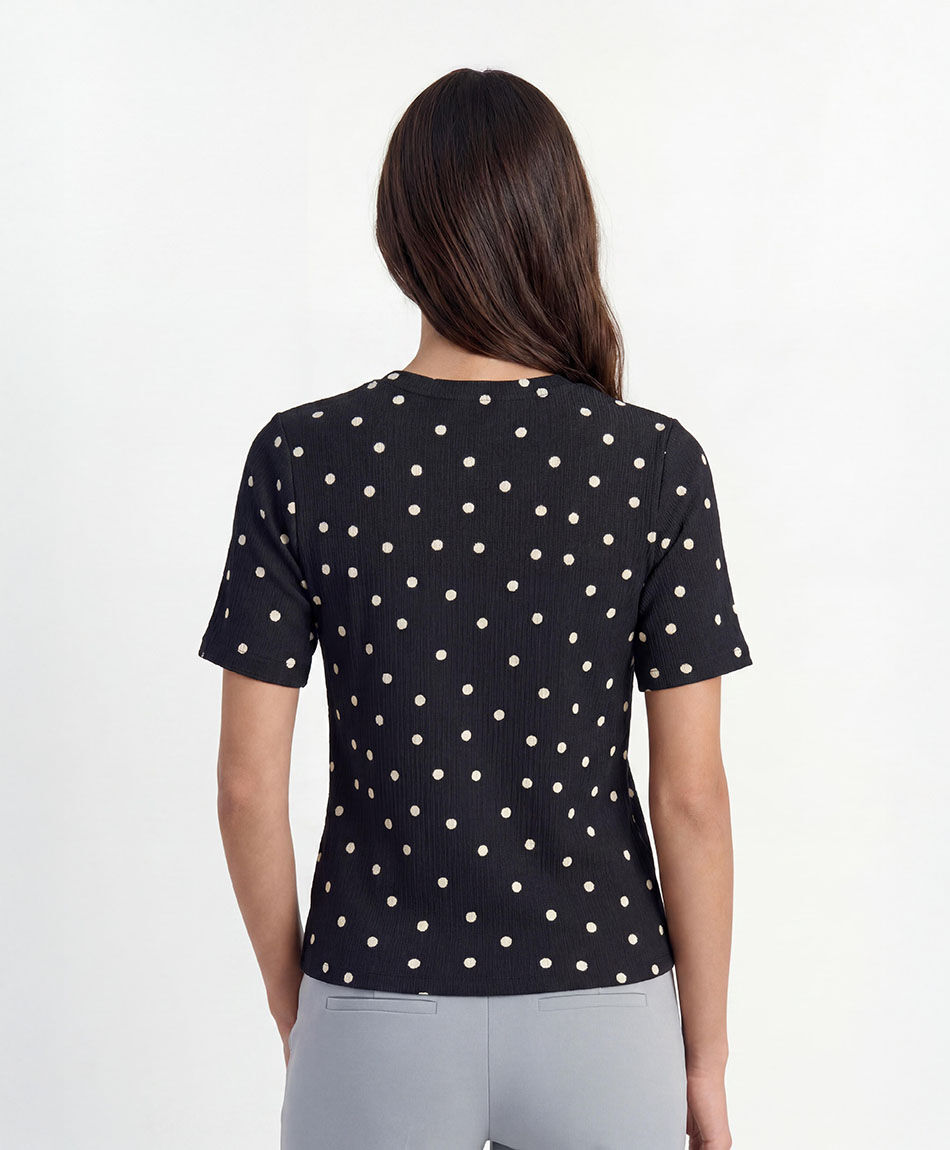 Polera mujer lunares elasticada