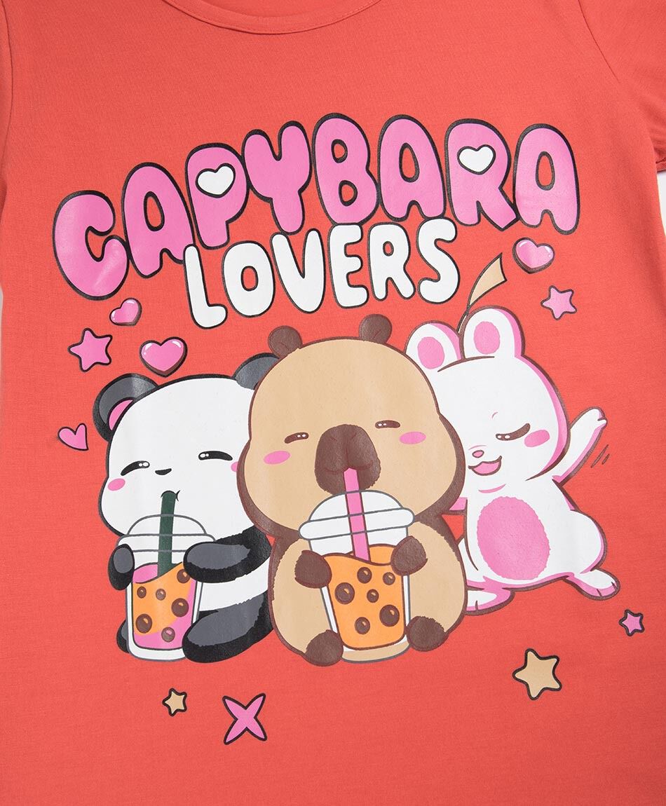 Polera ni&ntilde;a capibara lovers