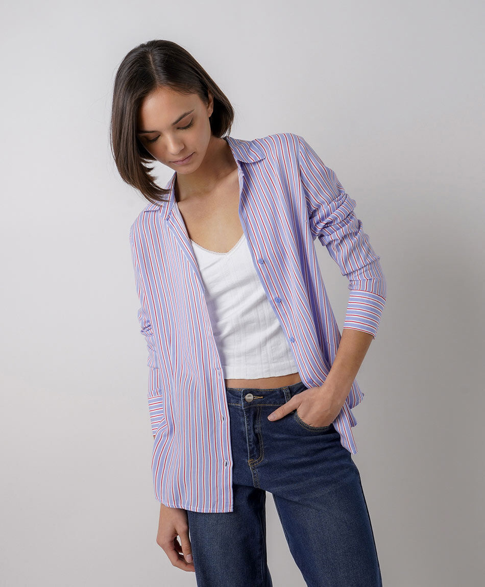 Blusa mujer listas tricolor