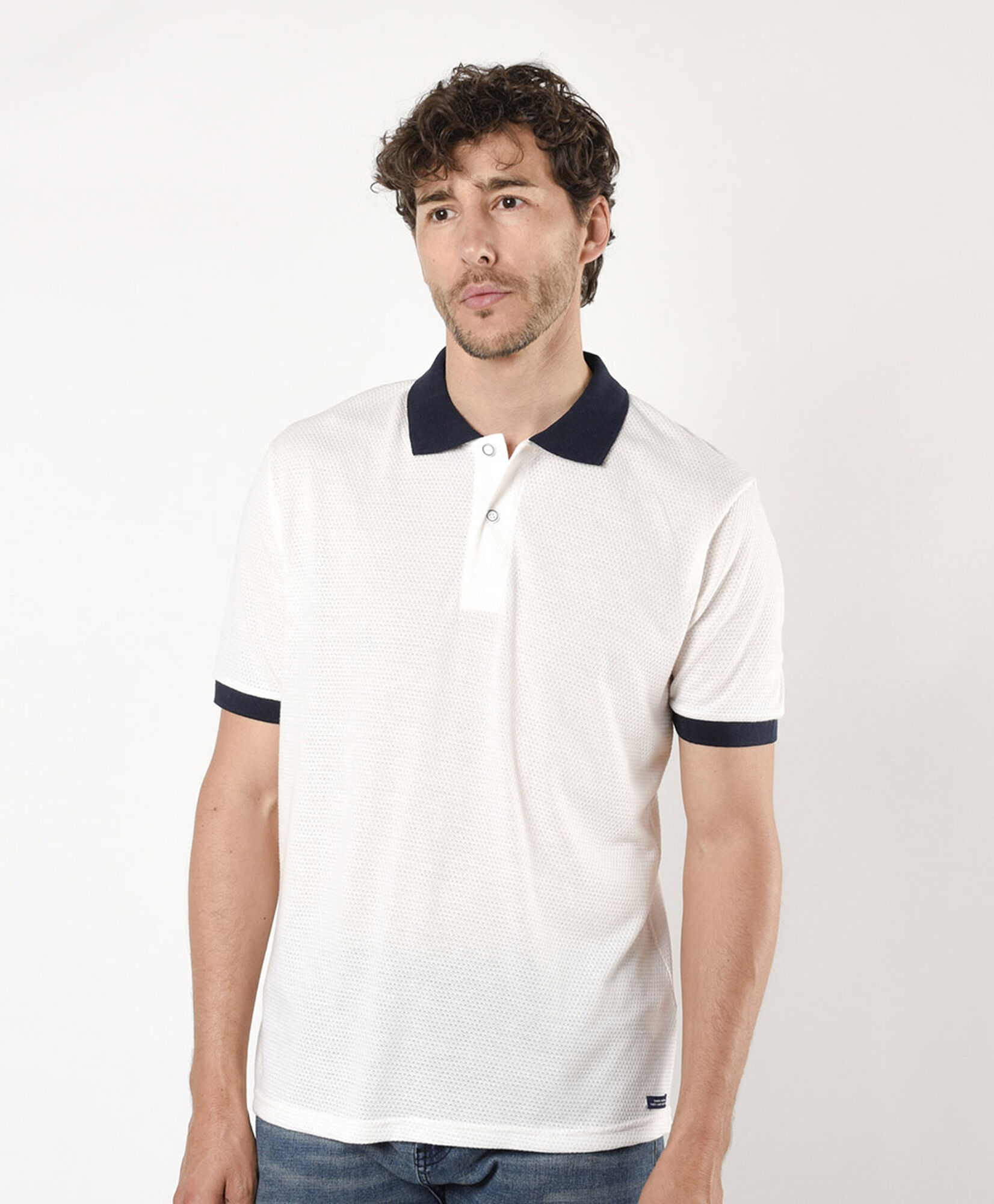 Polera hombre bicolor cuello piqué Polera hombre bicolor cuello piqué