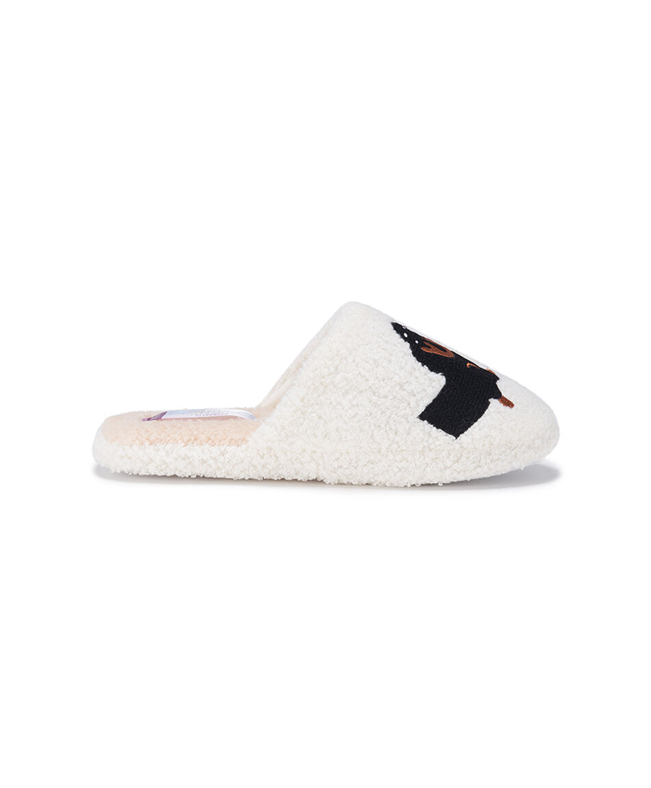 Pantufla mujer perrito salchicha bordado