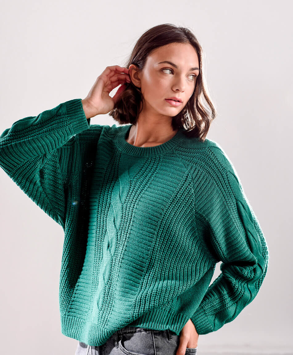 Sweater mujer textura verde