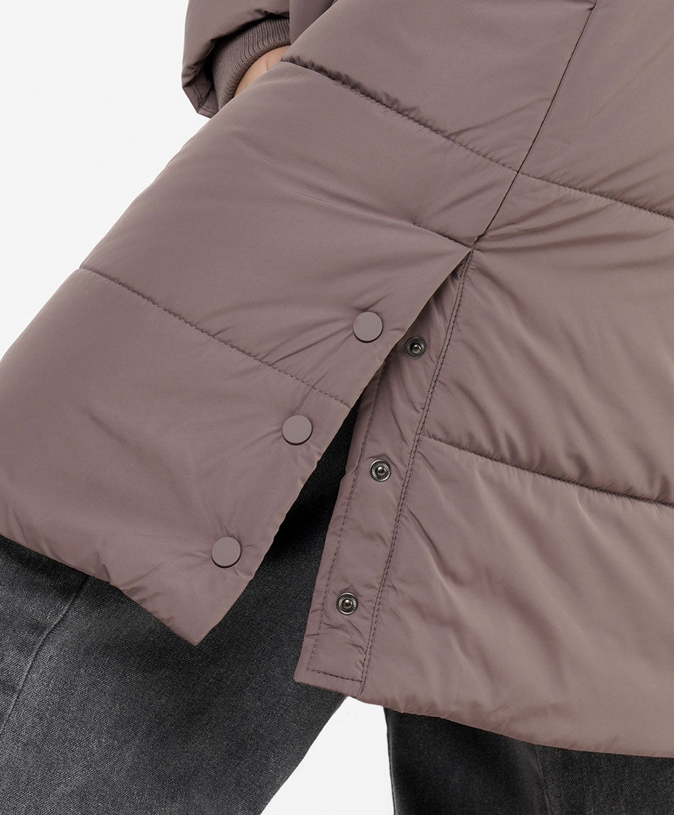 Parka mujer larga entallada botones laterales